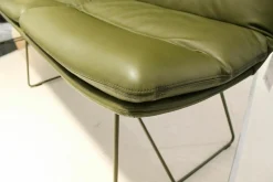 KFF Bänke|Sitzbank Arva 3,5-Sitzer Leder Sauvage Avocado 8116 Grün Drahtkufengestell Struktur Olive