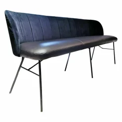 KFF Bänke|Sitzbank Gaia Casual Leder Belo Horizonte Nero Schwarz Rücken Stoff Schwarz