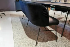 KFF Bänke|Sitzbank Gaia Casual Leder Belo Horizonte Nero Schwarz Rücken Stoff Schwarz