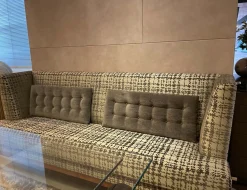 Bielefelder Werkstätten Bänke|Sitzbank Polo Dining Stoff Pisa Dunkelbeige Gestell Nussbaum