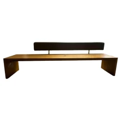 Janua Bänke|Sitzbank SC02 Europäische Eiche Natur Geölt Rückenteil Bezug Leder Elefant Anthrazit