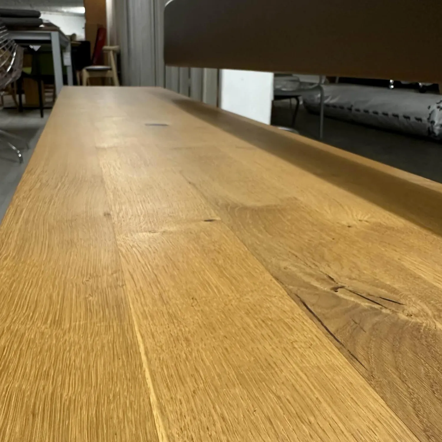 Janua Bänke|Sitzbank SC02 Europäische Eiche Natur Geölt Rückenteil Bezug Leder Elefant Anthrazit