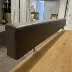 Janua Bänke|Sitzbank SC02 Europäische Eiche Natur Geölt Rückenteil Bezug Leder Elefant Anthrazit