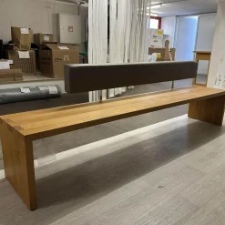 Janua Bänke|Sitzbank SC02 Europäische Eiche Natur Geölt Rückenteil Bezug Leder Elefant Anthrazit