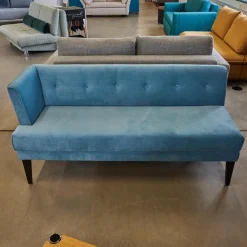 Signet Bänke|Sitzbank Smilla Stoff Atil Türkis Holzfuß Dunkelbraun