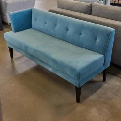 Signet Bänke|Sitzbank Smilla Stoff Atil Türkis Holzfuß Dunkelbraun