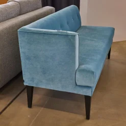 Signet Bänke|Sitzbank Smilla Stoff Atil Türkis Holzfuß Dunkelbraun