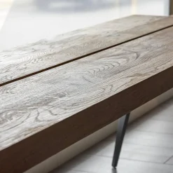 Scholtissek Bänke|Sitzbank Talio Knorrige Eiche Rustiko Geölt Inklusive Mittelfuge Harz Ausgegossen Gestell Edelstahl Schwalben Schwarz