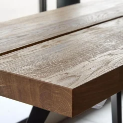 Scholtissek Bänke|Sitzbank Talio Knorrige Eiche Rustiko Geölt Inklusive Mittelfuge Harz Ausgegossen Gestell Edelstahl Schwalben Schwarz