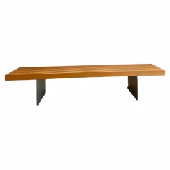 Zoom by Mobimex Bänke|Sitzbank Tix mit Massivholzleisten Eiche Natur Geölt Gestell Aluminium Gebürstet