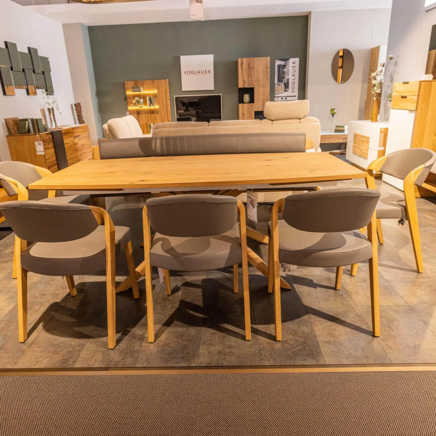 Voglauer Bänke|Sitzbank V Alpin Bezug Leder Montan Lp Cenere Grau Gestell Eiche Altholz Naturöl