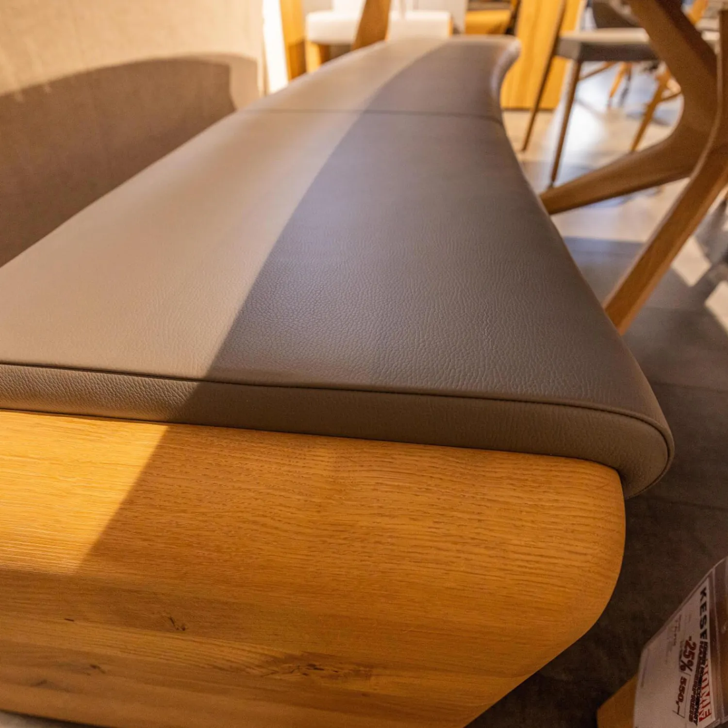 Voglauer Bänke|Sitzbank V Alpin Bezug Leder Montan Lp Cenere Grau Gestell Eiche Altholz Naturöl