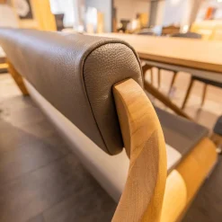 Voglauer Bänke|Sitzbank V Alpin Bezug Leder Montan Lp Cenere Grau Gestell Eiche Altholz Naturöl