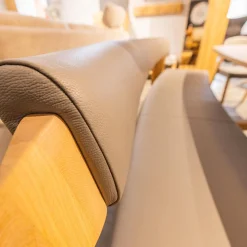 Voglauer Bänke|Sitzbank V Alpin Bezug Leder Montan Lp Cenere Grau Gestell Eiche Altholz Naturöl