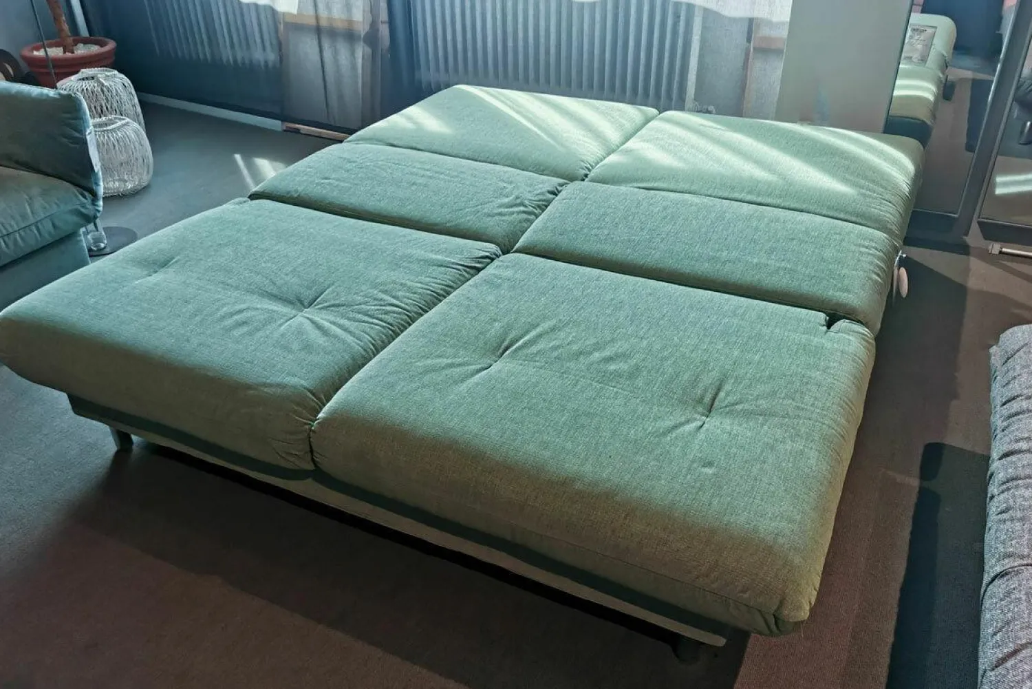 Brühl 2-Sitzer-Sofas|2,5-Sitzer Schlafsofa Quint Stoff 3221 0034 Grün Gestell Metall Verchromt