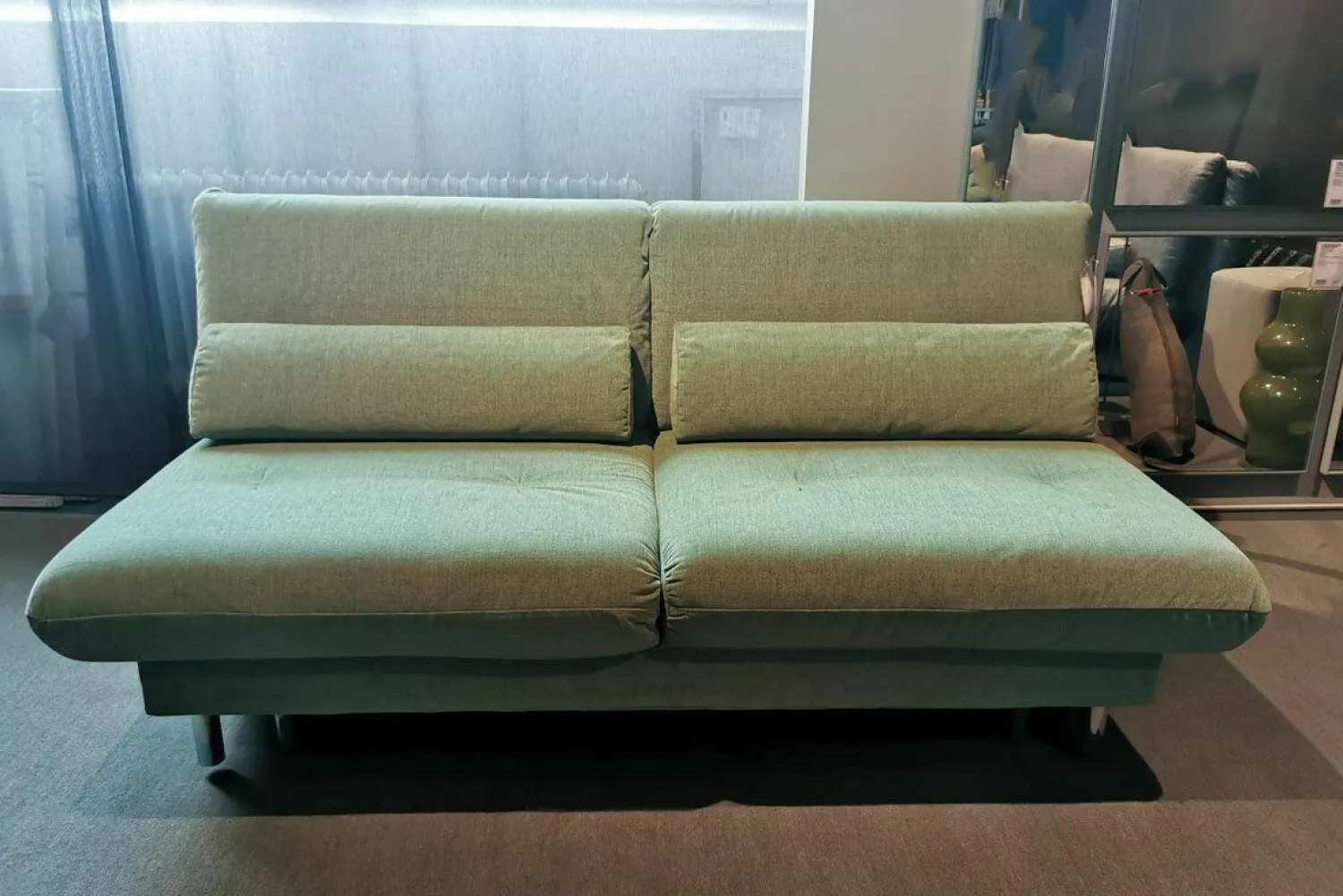 Brühl 2-Sitzer-Sofas|2,5-Sitzer Schlafsofa Quint Stoff 3221 0034 Grün Gestell Metall Verchromt