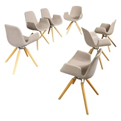 Tonon Stuhlsets|Sitzgruppe Armlehnstuhl Step Bezug Eco Kunstleder Schlamm Gestell Eiche