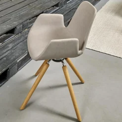 Tonon Stuhlsets|Sitzgruppe Armlehnstuhl Step Bezug Eco Kunstleder Schlamm Gestell Eiche