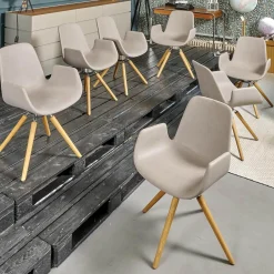 Tonon Stuhlsets|Sitzgruppe Armlehnstuhl Step Bezug Eco Kunstleder Schlamm Gestell Eiche