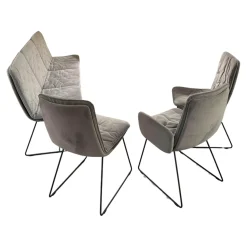 KFF Stuhlsets|Sitzgruppe Arva Stitch Stoff Seven Dolphine 180 Grau Gestell Metall Anthrazit