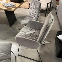 KFF Stuhlsets|Sitzgruppe Arva Stitch Stoff Seven Dolphine 180 Grau Gestell Metall Anthrazit