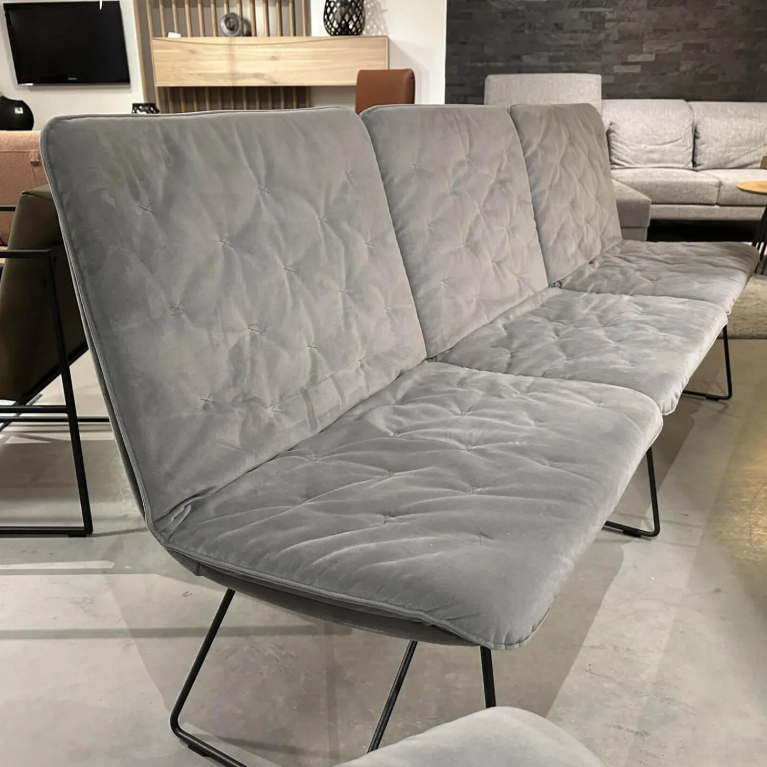 KFF Stuhlsets|Sitzgruppe Arva Stitch Stoff Seven Dolphine 180 Grau Gestell Metall Anthrazit