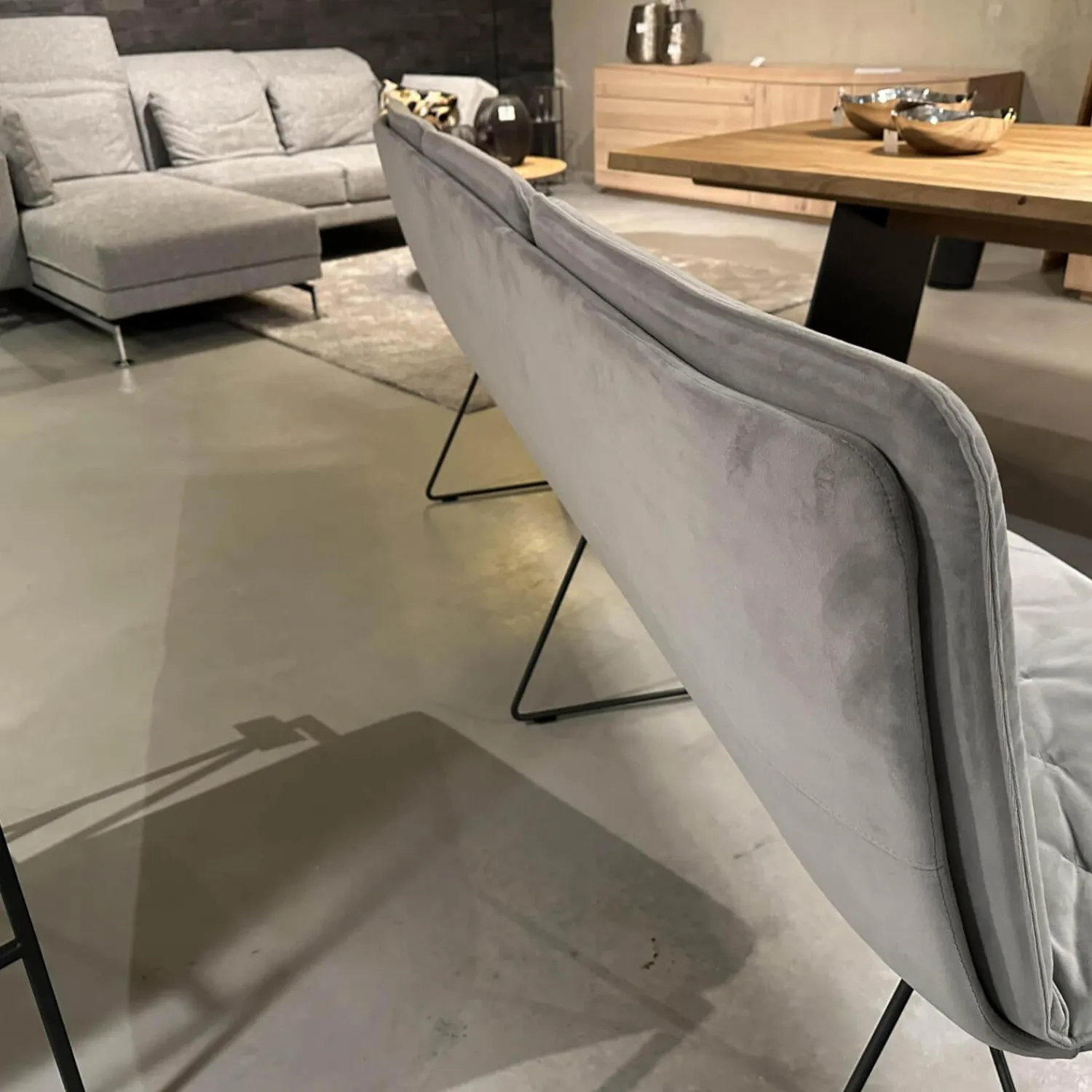 KFF Stuhlsets|Sitzgruppe Arva Stitch Stoff Seven Dolphine 180 Grau Gestell Metall Anthrazit