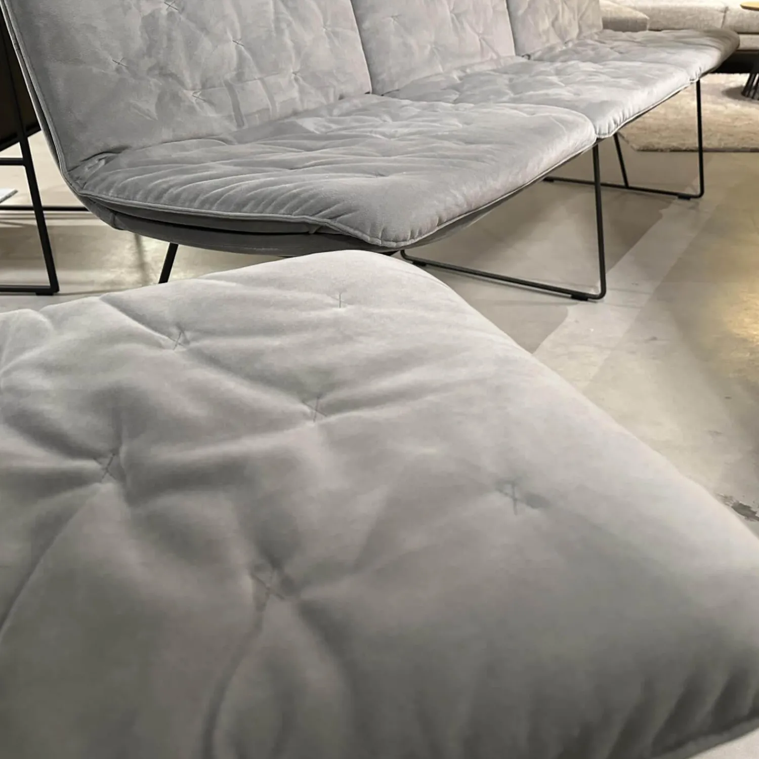 KFF Stuhlsets|Sitzgruppe Arva Stitch Stoff Seven Dolphine 180 Grau Gestell Metall Anthrazit