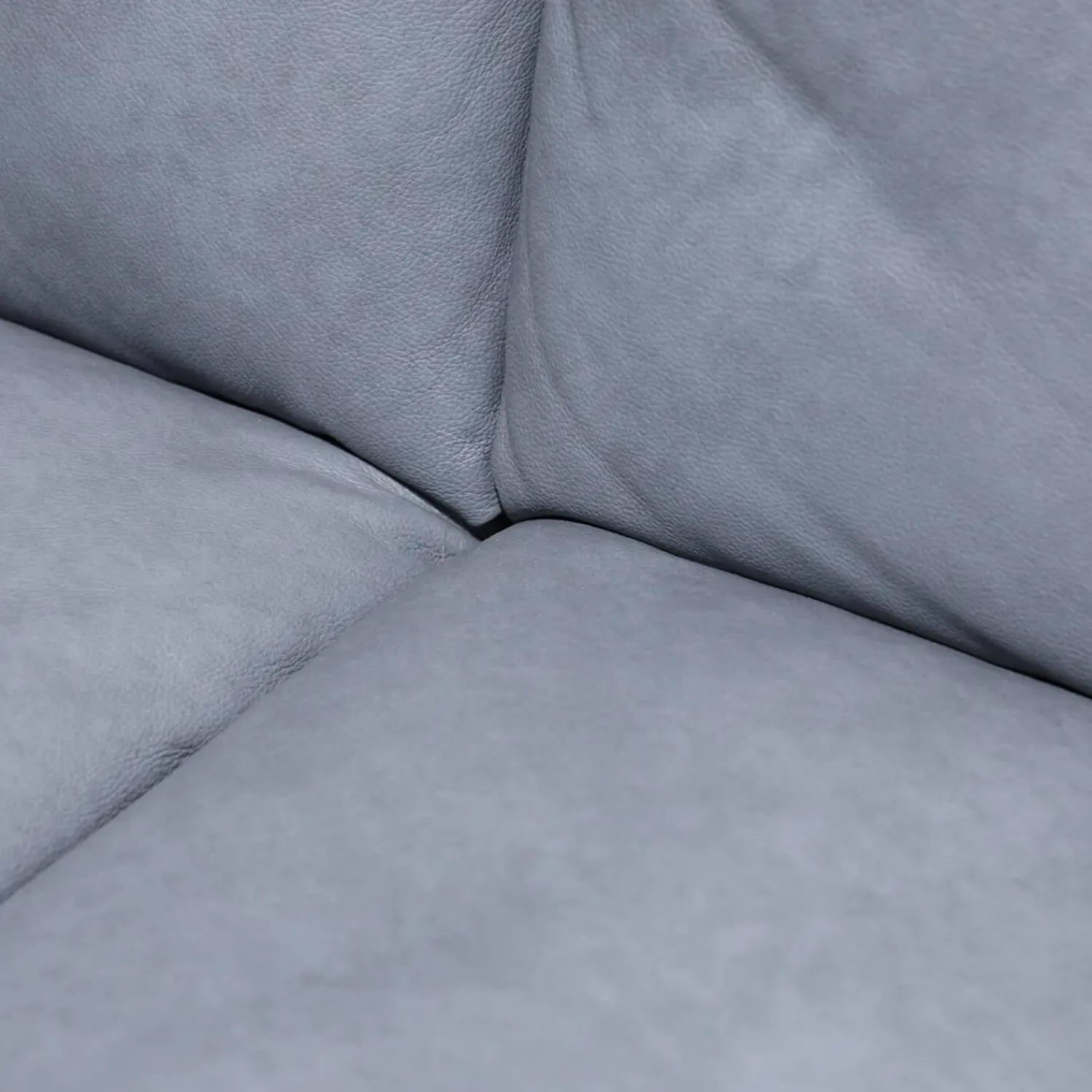 WK Wohnen Stuhlsets|Sitzgruppe Bezug Echtleder Z6927 Blue Blau Und Stoff O7226 Dove Blue Grau Gestell Schwarz