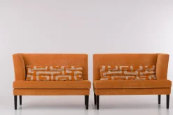 Werther Bänke|Sitzgruppe Byblos XL Stoff Jetty 2419 08 Romo Orange Gestell Holz Schwarz Inklusive Rückenkissen