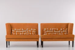 Werther Bänke|Sitzgruppe Byblos XL Stoff Jetty 2419 08 Romo Orange Gestell Holz Schwarz Inklusive Rückenkissen