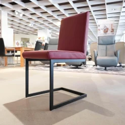 Stuhlsets|Sitzgruppe Chester Leder Bronco 10 Chianti Rot Gestell Metall Schwarz