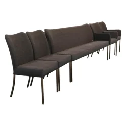 Bert Plantagie Stuhlsets|Sitzgruppe Duo Und Monica Leder Tendens Royal Blue Blau Stoff Tempt Grey Blue Blau Gestell Edelstahl