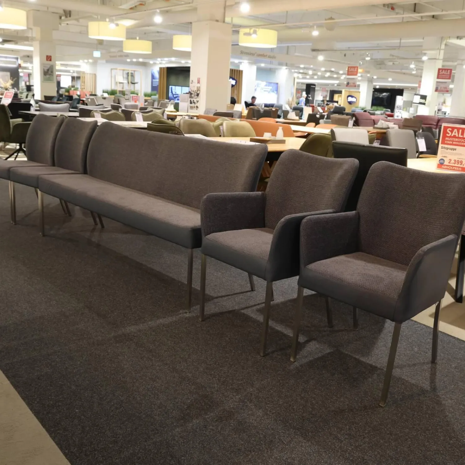 Bert Plantagie Stuhlsets|Sitzgruppe Duo Und Monica Leder Tendens Royal Blue Blau Stoff Tempt Grey Blue Blau Gestell Edelstahl