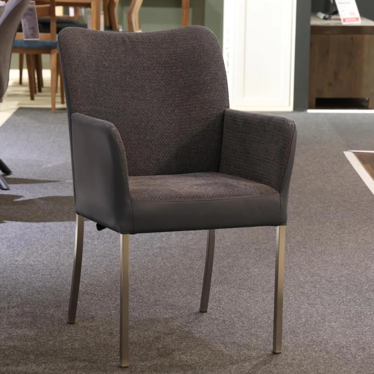 Bert Plantagie Stuhlsets|Sitzgruppe Duo Und Monica Leder Tendens Royal Blue Blau Stoff Tempt Grey Blue Blau Gestell Edelstahl