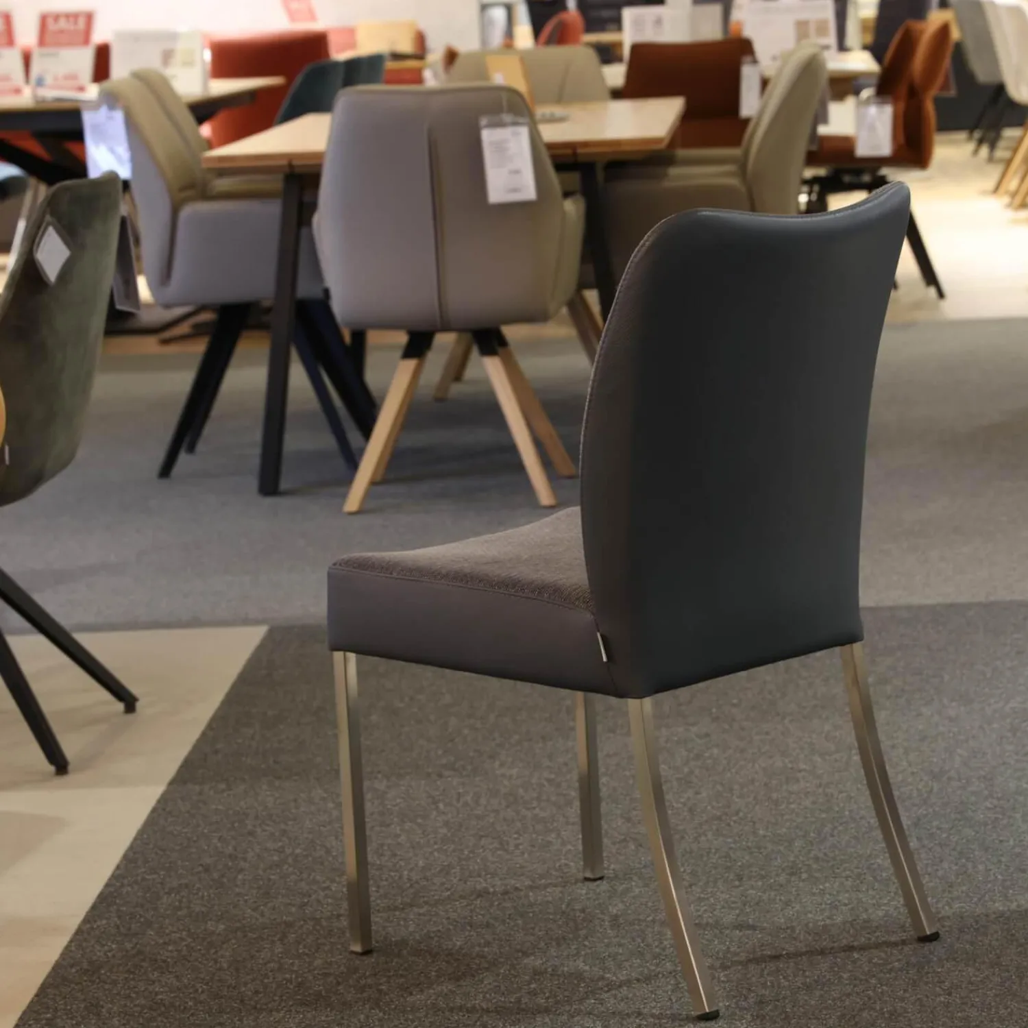 Bert Plantagie Stuhlsets|Sitzgruppe Duo Und Monica Leder Tendens Royal Blue Blau Stoff Tempt Grey Blue Blau Gestell Edelstahl