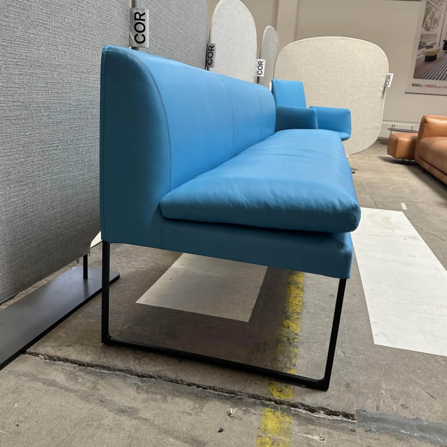 COR Stuhlsets|Sitzgruppe Jalis Und Mell Leder 109 Napoli 5856 Petrol Blau Gestell Draht Schwarz Pulverbeschichtet