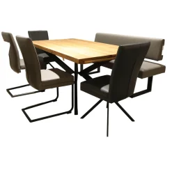 Niehoff Stuhlsets|Sitzgruppe Lavie Color Line Leder Napoli Anthrazit Und Schiefergrau Gestell Eisen Schwarz Ohne Tisch