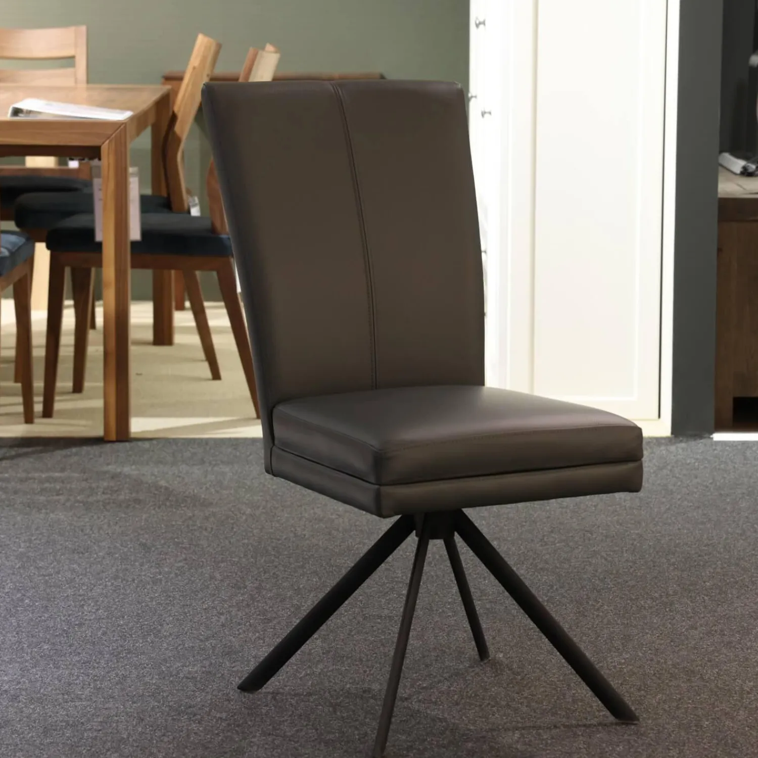 Niehoff Stuhlsets|Sitzgruppe Lavie Color Line Leder Napoli Anthrazit Und Schiefergrau Gestell Eisen Schwarz Ohne Tisch