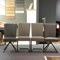 Niehoff Stuhlsets|Sitzgruppe Lavie Color Line Leder Napoli Anthrazit Und Schiefergrau Gestell Eisen Schwarz Ohne Tisch