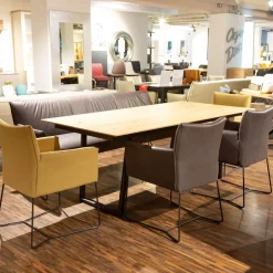 Musterring Stuhlsets|Sitzgruppe Picara Leder 3 Lomé Anthrazit Und Stoff VI Hugo Mustard Gelb Gestell Metall Schwarz