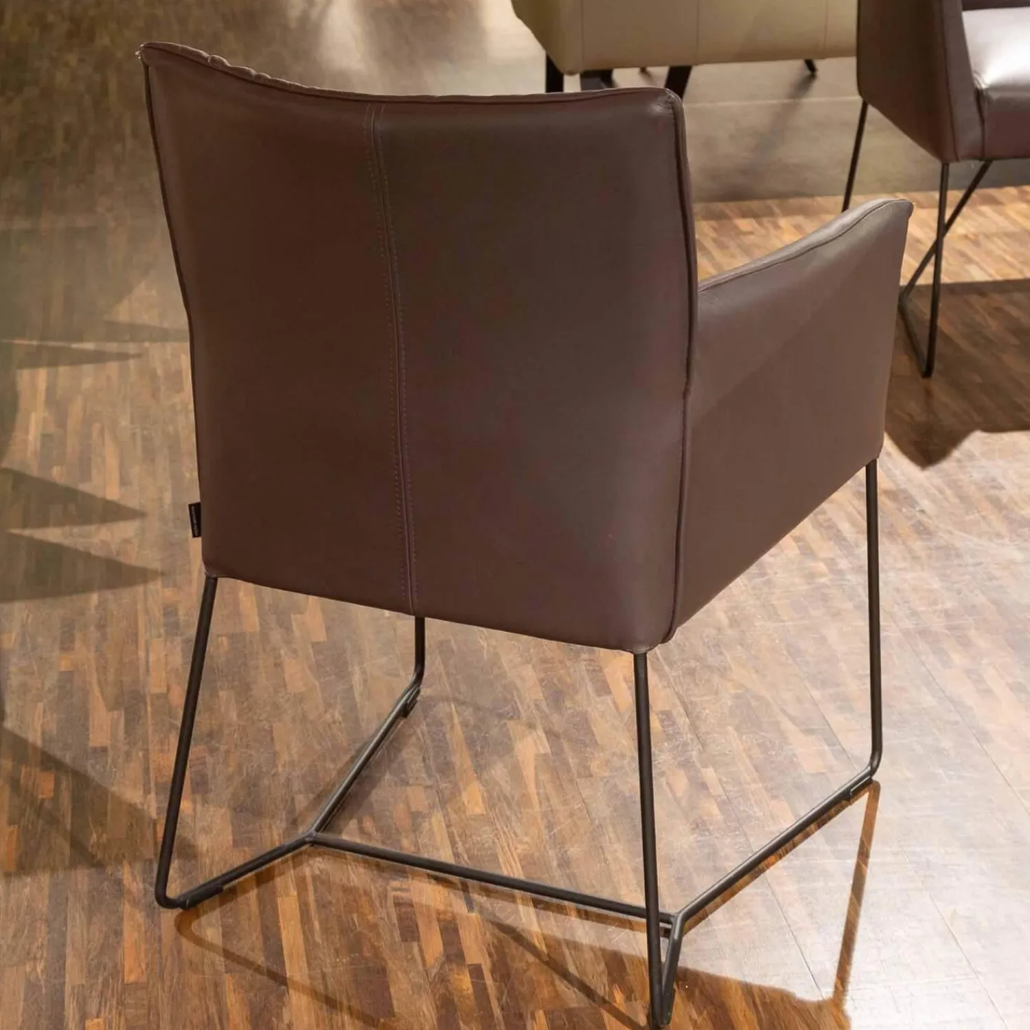 Musterring Stuhlsets|Sitzgruppe Picara Leder 3 Lomé Anthrazit Und Stoff VI Hugo Mustard Gelb Gestell Metall Schwarz