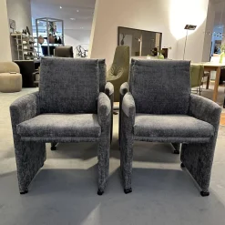 WK Wohnen Stuhlsets|Sitzgruppe Stoff Jab 2 211094 Grau Füße Schwarz