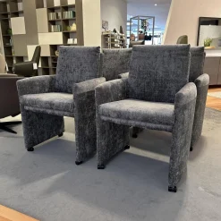 WK Wohnen Stuhlsets|Sitzgruppe Stoff Jab 2 211094 Grau Füße Schwarz