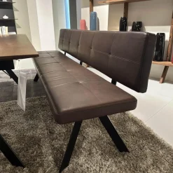 Girsberger Essgruppen|Sitzgruppe Stuhl Marel Und Bank Carim Leder Vitoria Ebony 2122 Dunkelbraun Braun Gestell Aluminium Schwarz