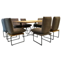 Bullfrog Stuhlsets|Sitzgruppe Tablo Leder Navajo Elefant 2020 63 Plateau Alteiche Und Plateau Bezogen Leder Untergestell Pulverbeschichtet Schwarz Matt Ohne Tisch