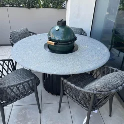 B&B Italia Essgruppen|Sitzgruppe Tisch Basket BC07 Porfido Verde Schwarz Grau Schwarz Stuhl Erica Geflecht Anthrazit Gestell Anthrazit Mit Grilltisch Bundle