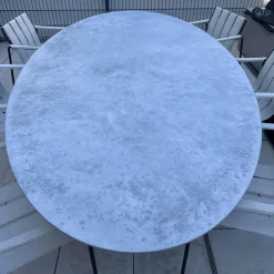 Royal Botania Essgruppen|Sitzgruppe Tisch Conix Ellipse Platte Beton Cement Grau Stuhl Strappy 55 Polster Natural Linen Beige Gestell Anthrazit