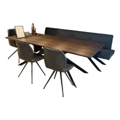 Anrei Essgruppen|Sitzgruppe Vivo Leder Nubuk Schwarz Gestell Matt Schwarz Ohne Tisch