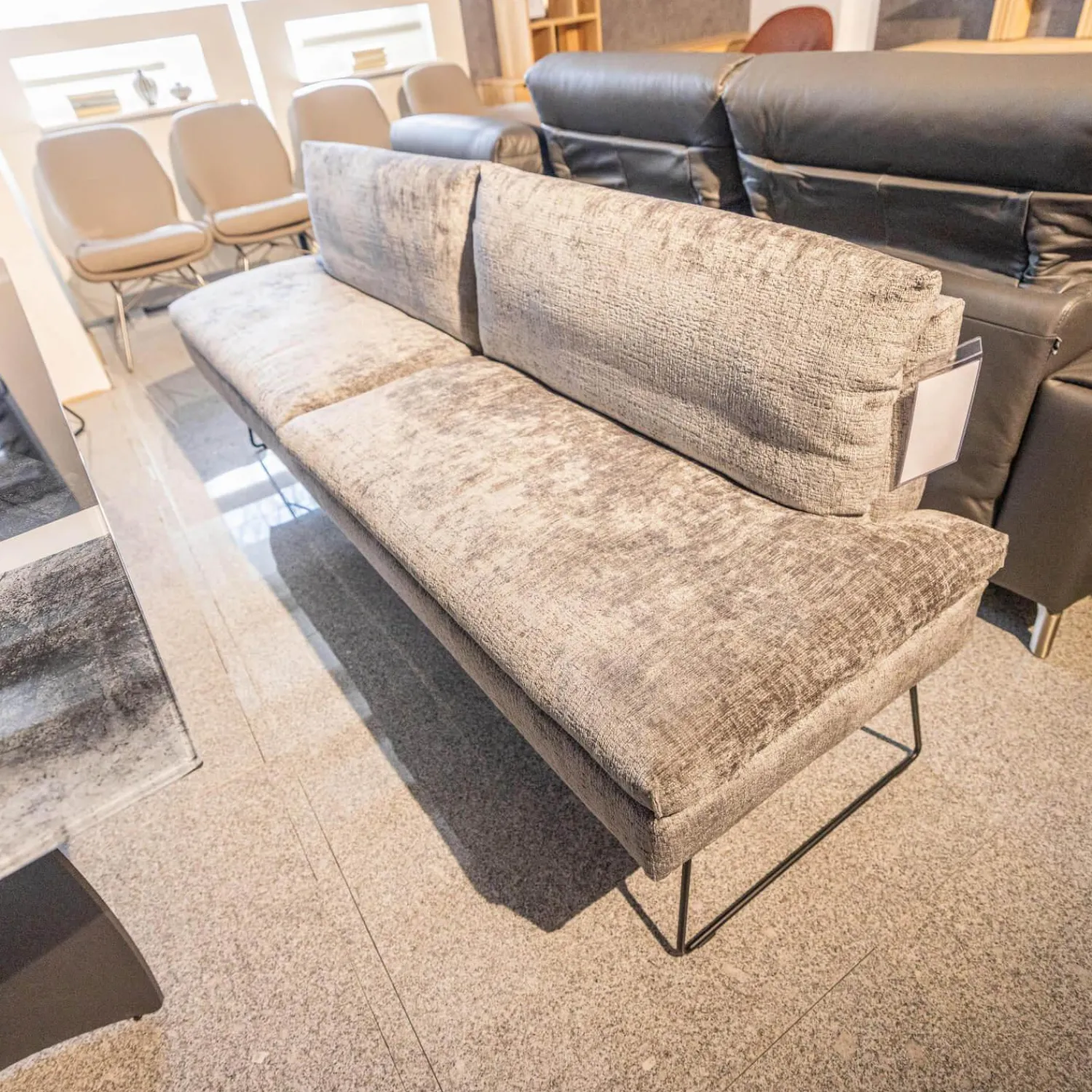 WK Wohnen Stuhlsets|Sitzgruppe WK 790 Bezug Stoff B3094 Basalt Grau Gestell Metall Schwarz